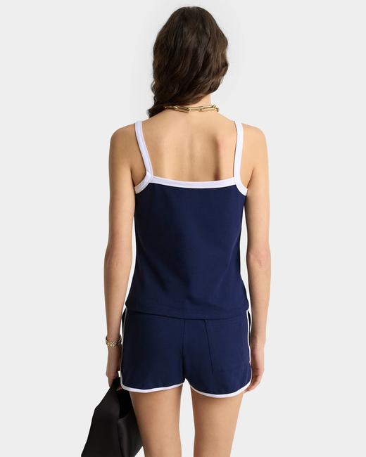 Sporty & Rich - Crown Tennis Pique Tank - Dark Navy/White - 女装 - 吊带背心 - 深蓝色/白色 商品图3