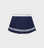 Sporty & Rich - Italic Logo Pleated Skirt - Dark Navy/White - 女装 - 短裙 - 深蓝色/白色 商品缩略图0