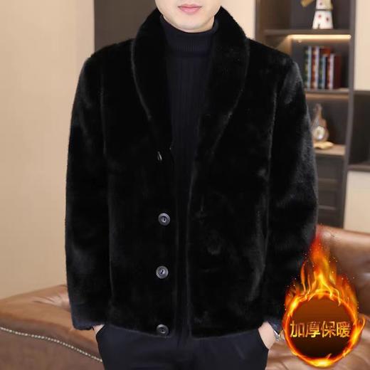 仅限11.11，不参与退 缺一粒扣，介意勿入【孤品捡漏】（双面穿）G237男款黑色环保毛秋冬外套-喜出 商品图5