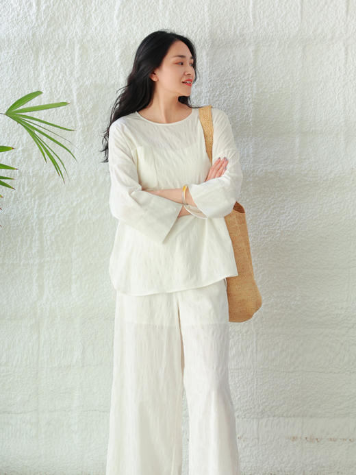 【抖音专属】新中式上衣+阔腿裤（25708391+25709392-浮世） 商品图0