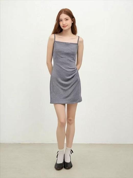仅限11.11，不参与退 【孤品捡漏】G187压褶灰色短款吊带裙-喜出 商品图0