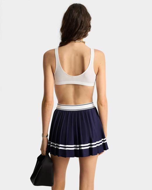 Sporty & Rich - Italic Logo Pleated Skirt - Dark Navy/White - 女装 - 短裙 - 深蓝色/白色 商品图5