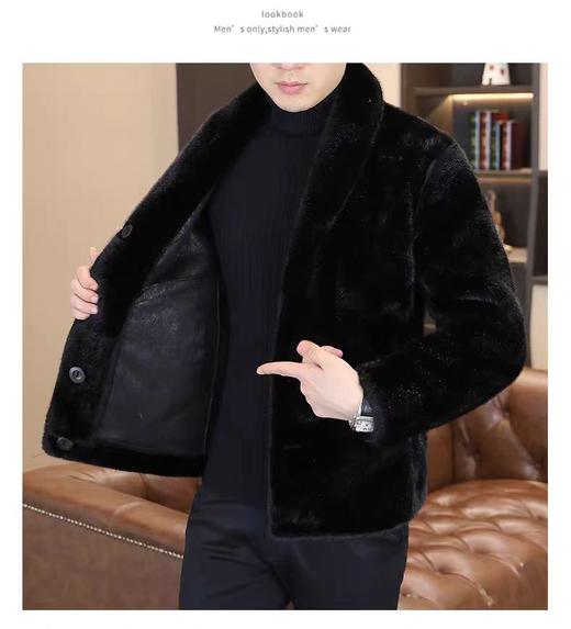 仅限11.11，不参与退 缺一粒扣，介意勿入【孤品捡漏】（双面穿）G237男款黑色环保毛秋冬外套-喜出 商品图3