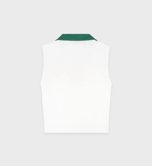 Sporty & Rich - Src Sports Polo Vest - White/Alpine - 女装 - Polo衫 - 白色/绿色 商品图1