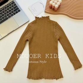 仅限11.11，不参与退 【孤品捡漏】G229女童驼色木耳边针织毛衣-喜出