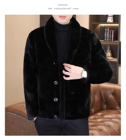 仅限11.11，不参与退 缺一粒扣，介意勿入【孤品捡漏】（双面穿）G237男款黑色环保毛秋冬外套-喜出 商品图1