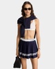Sporty & Rich - Italic Logo Pleated Skirt - Dark Navy/White - 女装 - 短裙 - 深蓝色/白色 商品缩略图4