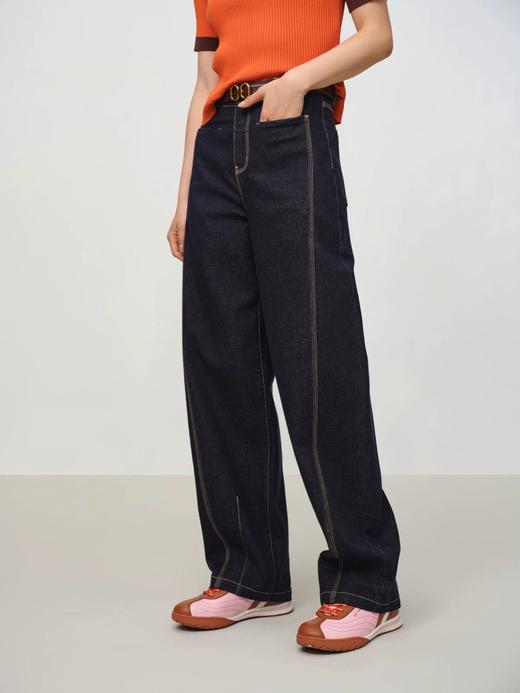 EP雅莹早秋新款女装 活性染时尚水洗宽松牛仔弯刀裤 商品图2