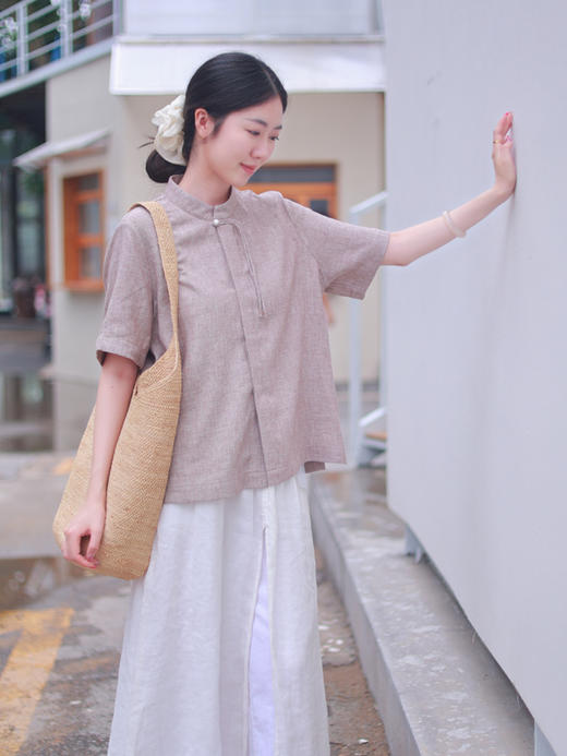 【抖音专属】无尘界·新中式衬衣（25710375-丹秫） 商品图2