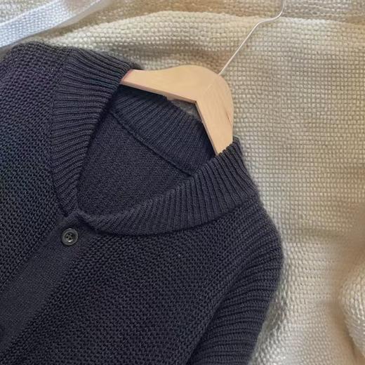 【孤品捡漏】G199镰刀领粗针黑色开衫毛衣-喜出 商品图2