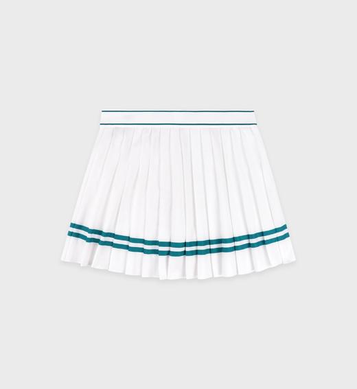 Sporty & Rich - Italic Logo Pleated Skirt - White/Alpine - 女装 - 短裙 - 白色/绿色 商品图1