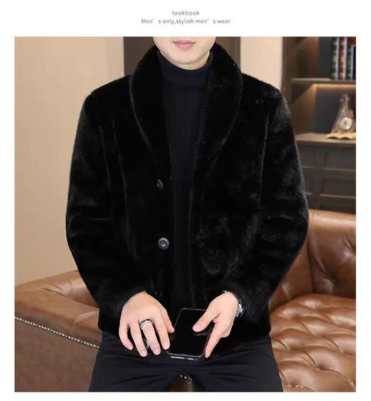 仅限11.11，不参与退 缺一粒扣，介意勿入【孤品捡漏】（双面穿）G237男款黑色环保毛秋冬外套-喜出 商品图4