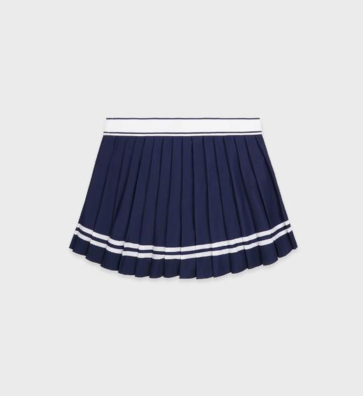 Sporty & Rich - Italic Logo Pleated Skirt - Dark Navy/White - 女装 - 短裙 - 深蓝色/白色 商品图1