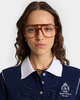 Sporty & Rich - Crown 70s Pique Polo - Dark Navy/White - 女装 - Polo衫 - 深蓝色/白色 商品缩略图4