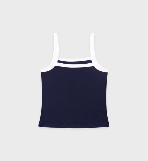 Sporty & Rich - Crown Tennis Pique Tank - Dark Navy/White - 女装 - 吊带背心 - 深蓝色/白色 商品图1