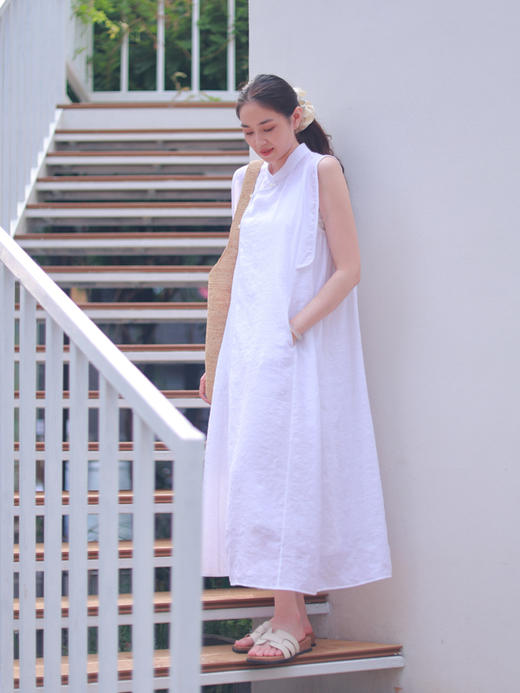 【抖音专属】玉尘·新中式连衣裙(22707339D-白雪) 商品图2