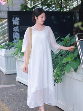 【抖音专属】挚白·新中式连衣裙（25707383B-银白）