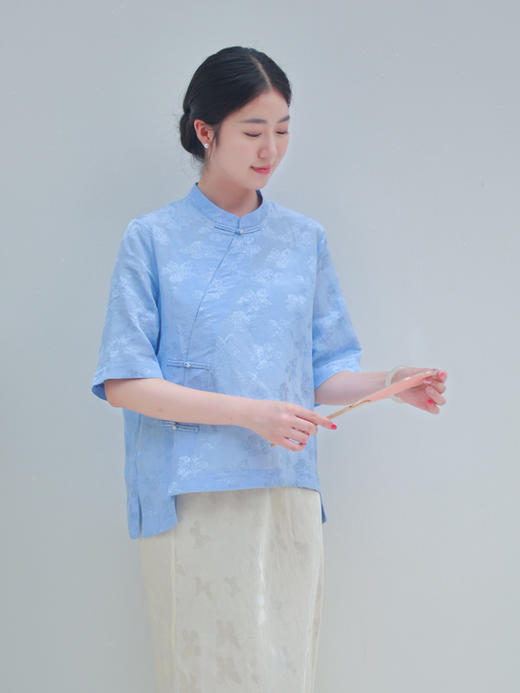 【抖音专属】苍穹·斜襟衬衫（24710753-碧落） 商品图3