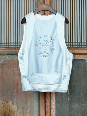 VIP款-盛唐牡丹盛奢系列| 团花宝瓶纹手推绣真丝马甲