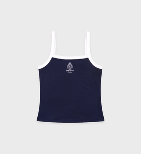 Sporty & Rich - Crown Tennis Pique Tank - Dark Navy/White - 女装 - 吊带背心 - 深蓝色/白色