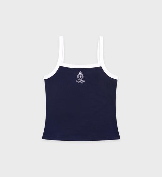 Sporty & Rich - Crown Tennis Pique Tank - Dark Navy/White - 女装 - 吊带背心 - 深蓝色/白色 商品图0