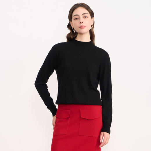 EITIE爱特爱纯色简约半高领舒适柔软羊毛秋季新款针织衫C2501808 商品图3