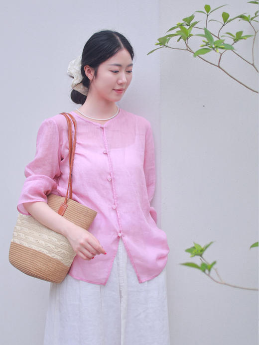 【抖音专属】水中月·新中式衬衣(25710430-杨妃) 商品图4