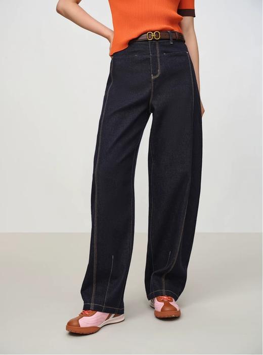 EP雅莹早秋新款女装 活性染时尚水洗宽松牛仔弯刀裤 商品图4