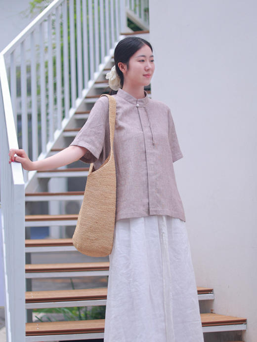 【抖音专属】无尘界·新中式衬衣（25710375-丹秫） 商品图3