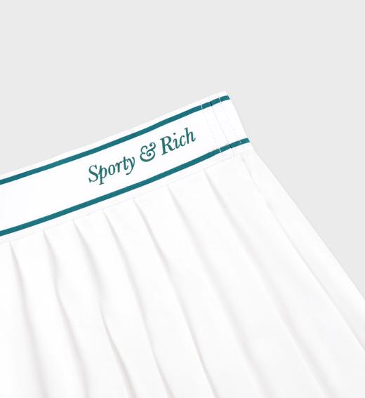 Sporty & Rich - Italic Logo Pleated Skirt - White/Alpine - 女装 - 短裙 - 白色/绿色 商品图2