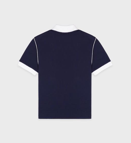 Sporty & Rich - Crown 70s Pique Polo - Dark Navy/White - 女装 - Polo衫 - 深蓝色/白色 商品图1