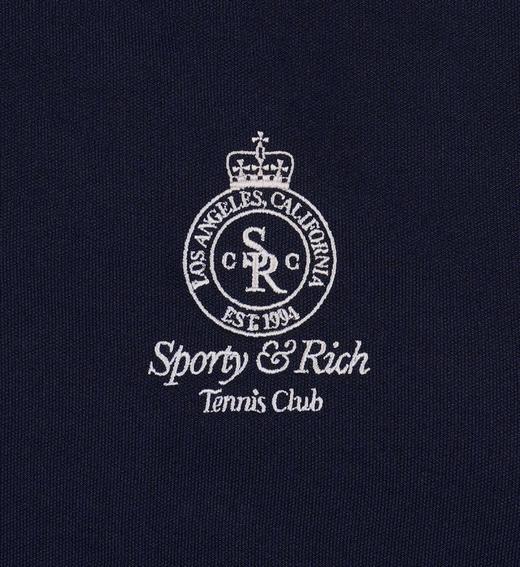 Sporty & Rich - Crown 70s Pique Polo - Dark Navy/White - 女装 - Polo衫 - 深蓝色/白色 商品图9