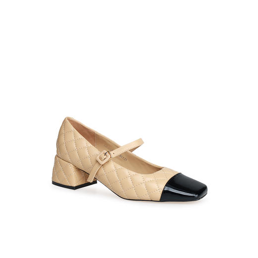 豪麟名鞋迪嘉女鞋玛丽珍鞋羊皮革DJHJA52WP030杏色 商品图0