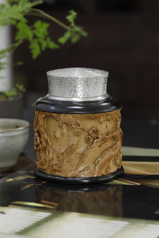梅花°锡胆竹雕茶叶罐 商品图3