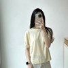 港风复古撞色假两件卷边针织衫短袖女夏季薄款宽松T恤 商品缩略图4