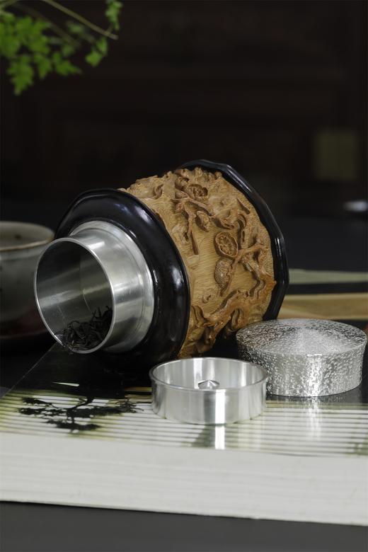 梅花°锡胆竹雕茶叶罐 商品图8