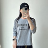 复古美式休闲风字母印花长袖T恤女25秋季肌理感新款圆领宽松上衣 商品缩略图0