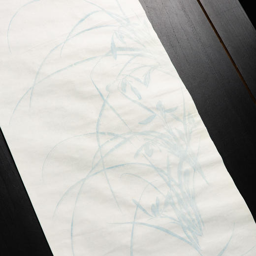 70年代上海朵云轩木版水印四尺长对开大画笺原装一卷(兰花，色标:花青) 商品图5