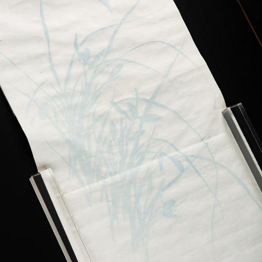 70年代上海朵云轩木版水印四尺长对开大画笺原装一卷(兰花，色标:花青) 商品图6