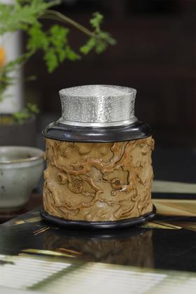 梅花°锡胆竹雕茶叶罐