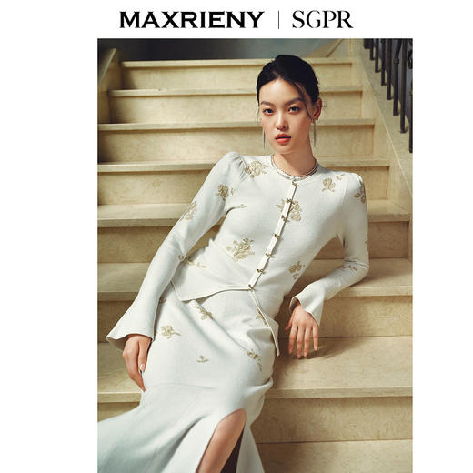 MAXRIENY贵雅中式针织衫女24秋新款修身显瘦刺绣上衣(货号:MS85SW524) 商品图2