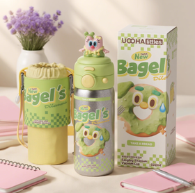uooha悠哈简悦双饮纯钛保温杯电子贝果-绿色 500ml