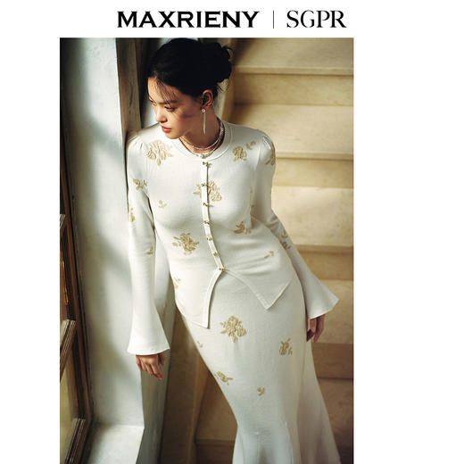 MAXRIENY贵雅中式针织衫女24秋新款修身显瘦刺绣上衣(货号:MS85SW524) 商品图0