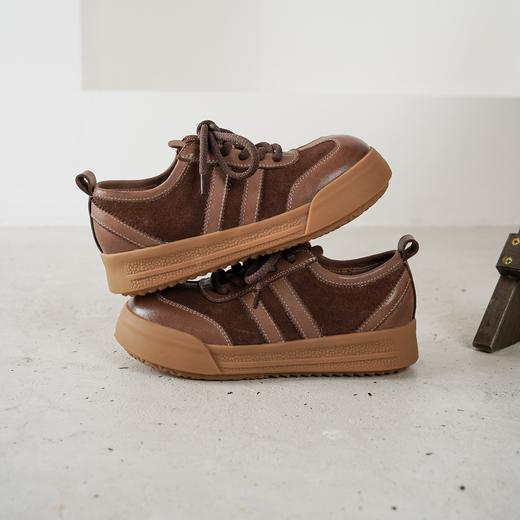 西村名物2025年秋季新款复古系带休闲鞋厚底增高百搭德训鞋T25CM31581 商品图12