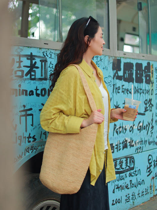 【抖音专属】新中式衬衣（25710399b-苍黄） 商品图2