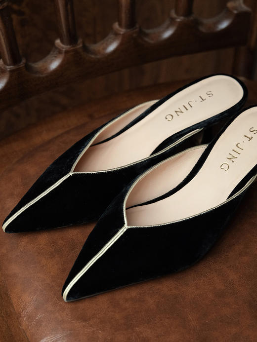 下架|盛唐婧 | 墨阑-真丝丝绒穆勒鞋(特殊商品不退不换)-[特价品] 商品图10