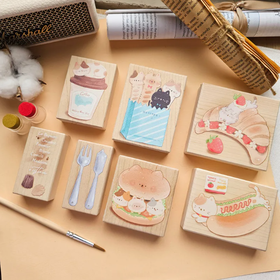 micia美日 貓貓法式麵包彩色楓木印章