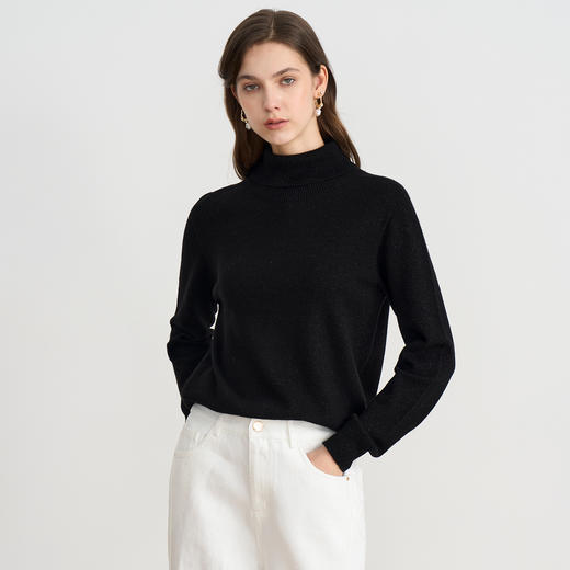 EITIE爱特爱半高领针织衫羊毛打底衫宽松保暖毛衣秋冬新款针织衫D2501901 商品图8