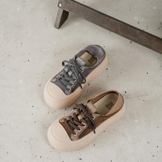 西村名物2025年秋季新款复古休闲运动板鞋轻厚底防滑舒适透气系带运动鞋饼干鞋T25CM31571 商品图7