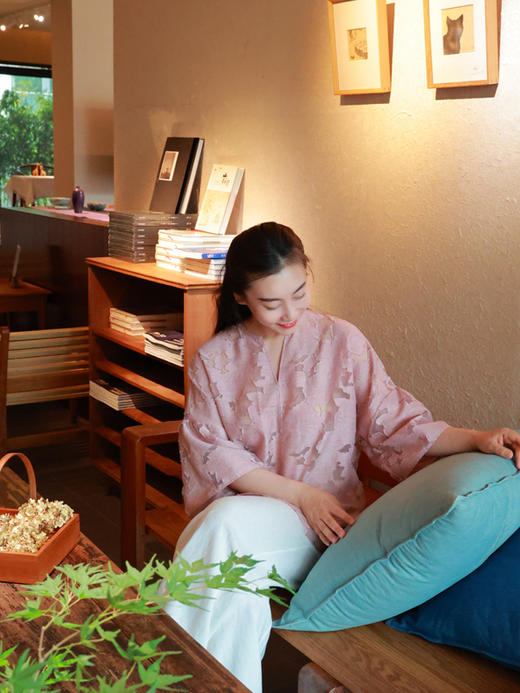 【抖音专属】新中式衬衣（25710320-合欢花） 商品图4